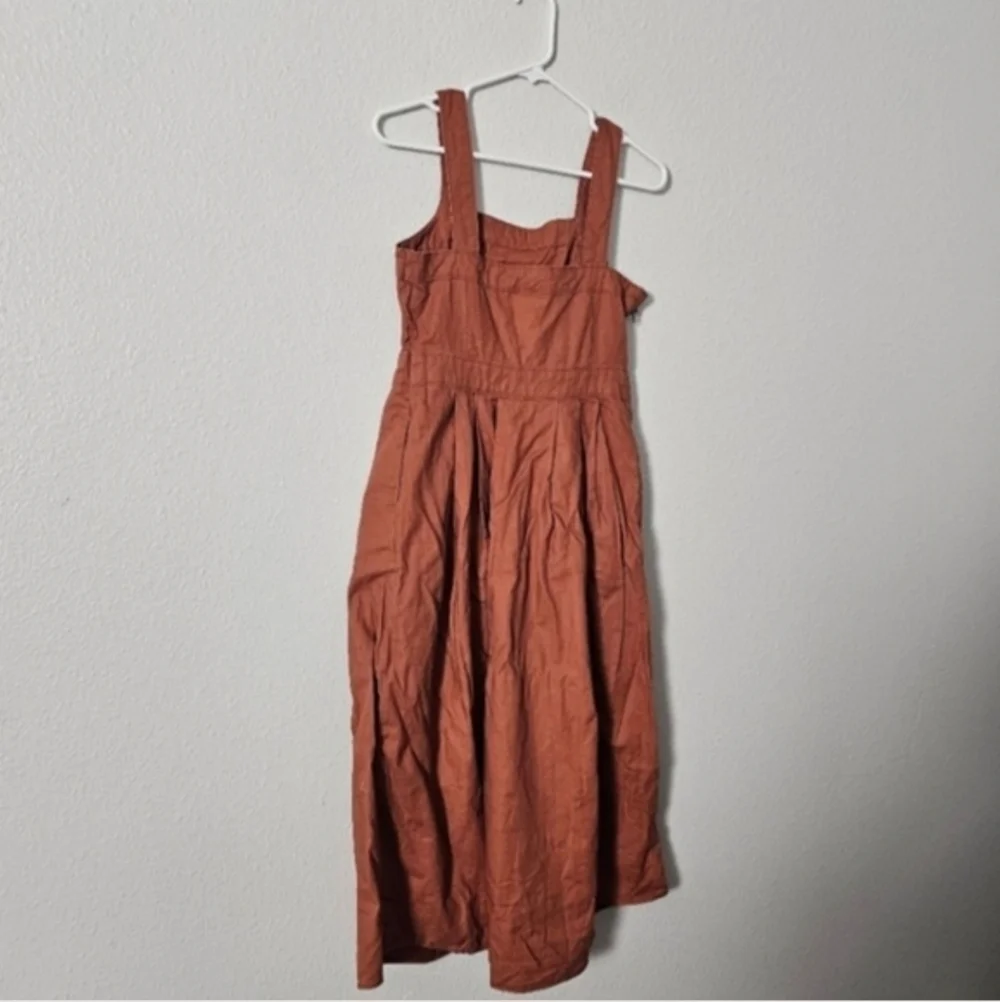Square-Neck Midi Dress in Rust Sz 4 - Picture 5 of 10